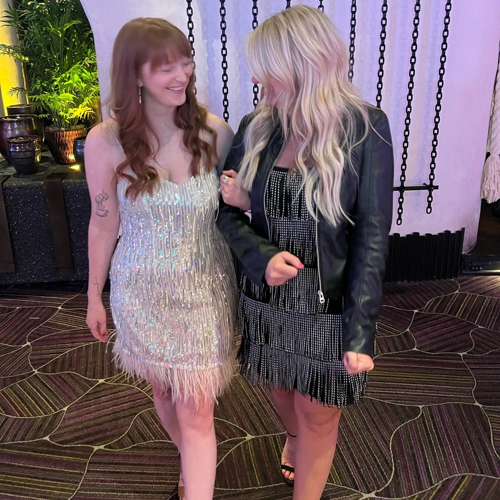 Dillards nude sequin dress
